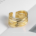 Right Grand Brass Simple design irregular cross shape open size ring for men